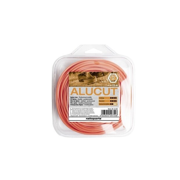 Pjovimo gija Ratioparts AluCutline (2,4 mm/15 m, oranžinė, 6-briaunė) Pjovimo gija Ratioparts AluCutline (2,4 mm/15 m, oranžinė, 6-briaunė)